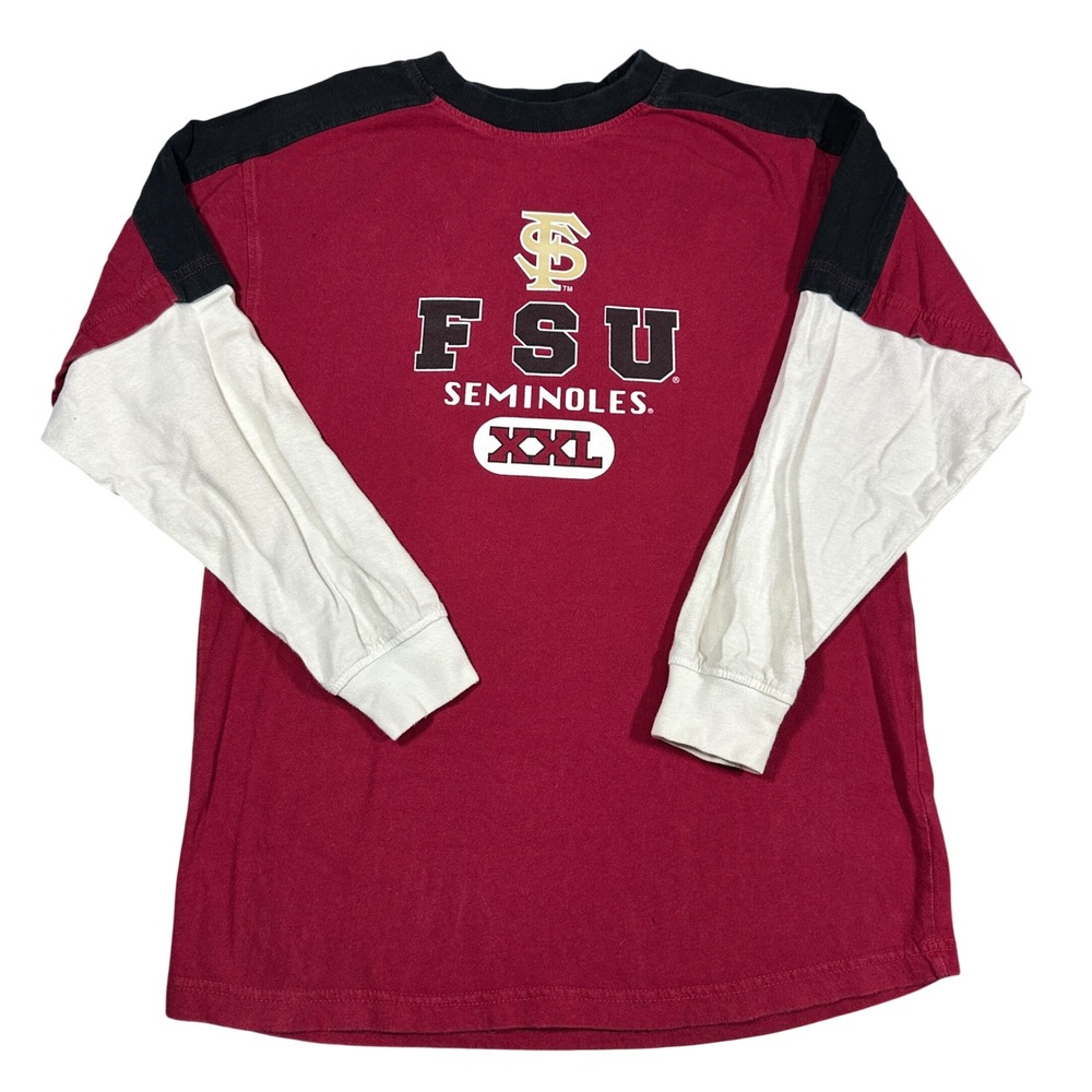 Y2K NCAA Outerstuff FSU Seminoles Mens M Long Sleeve Colorblock T-Shirt Garnet